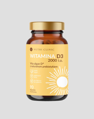 Natuurlijke Vitamine D3 uit Algen met natuurlijke prebioticum en kurkuma Nutri Clinic 90 capsules - 1