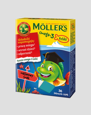Voedingssupplement met omega-3-vetzuren, vis met frambozensmaak, Moller's 36 jelly beans - 1