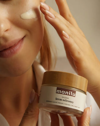 Beschermende dagcrème met sheaboter, vitamine C en frambozenpitolie Manilu - 4