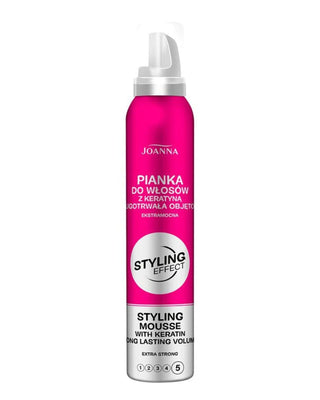 Joanna Styling Effect Mousse capillaire extra forte hydratante rose à la kératine - 1