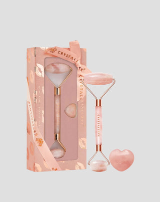 Gezichtsmassager van rozenkwarts, de steen van de liefde Selflove set Crystallove - 1