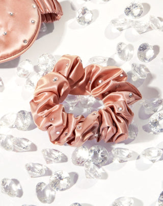 Kristallen zijden haarelastiekje – roségoud Crystallove - 2