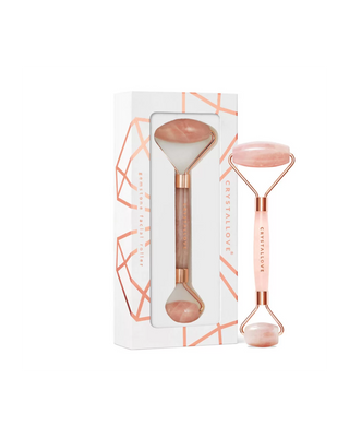 Rouleau de massage facial en quartz rose Stone of Love Crystallove - 1