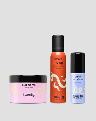 Set van crème + mousse + booster voor de verzorging en styling van krullend en golvend haar Twisty - 1