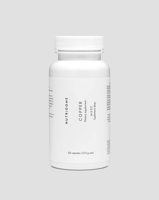 Koper in capsules, supplement voor weerstand, haarpigmentatie en antioxidantbescherming, Nutridome 60 stuks - 1
