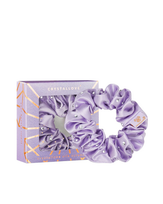 Élastique à cheveux en soie infusé de cristaux – Lila Crystallove - 1