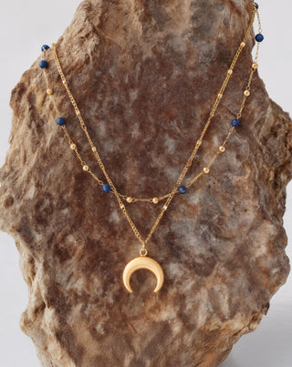 Collier en pierre naturelle lapis lazuli plaqué or avec demi-lune Mys - 3