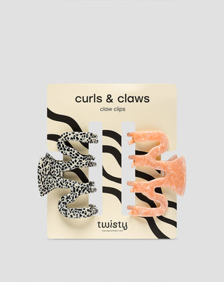 Ensemble de grandes pinces à cheveux Twisty - Rose et marbré 2 pièces - 1