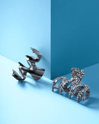 Lot de grandes pinces à cheveux - Twisty marbré et noir 2 pièces - 4