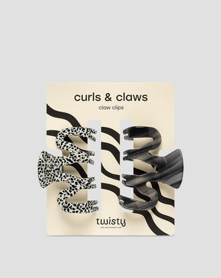Lot de grandes pinces à cheveux - Twisty marbré et noir 2 pièces - 1