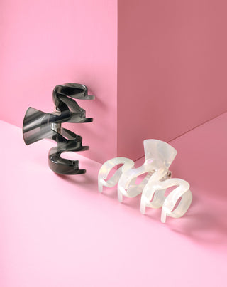 Lot de grandes pinces à cheveux - Twisty perle et noir 2 pièces - 4