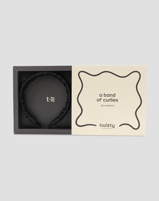 Zijden haarband van 100% natuurlijke zijde zwart Twisty - 3