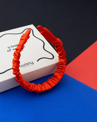 Zijden haarband in 100% natuurlijke zijde rood Twisty - 2