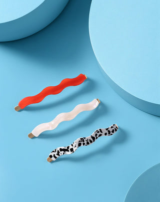 Lot d'épingles à cheveux ondulées rouges, marbrées, nacrées Twisty 3 pcs. - 2