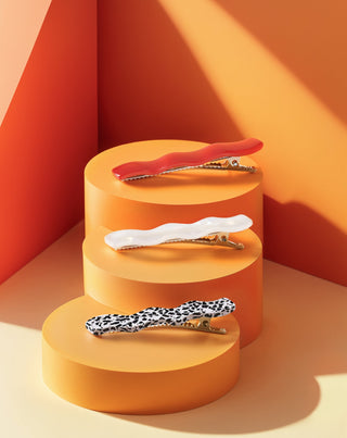 Lot de pinces à cheveux ondulées - rouge, marbrée, perle Twisty 3 pcs. - 2