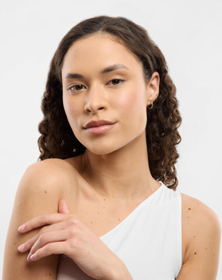 Parure de boucles d'oreilles plaquées or en jade blanc naturel Mys - 5