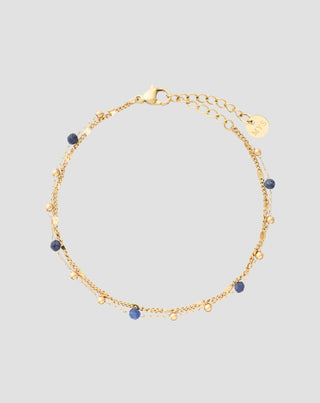 Bracelet plaqué or avec pierres naturelles de lapis-lazuli Mys - 1
