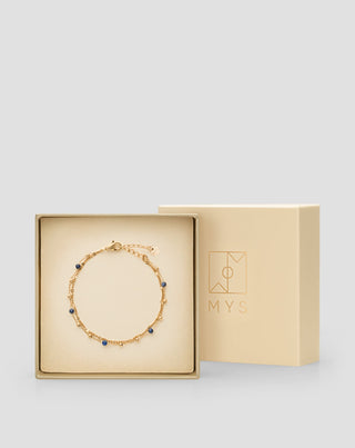 Bracelet plaqué or avec pierres naturelles de lapis-lazuli Mys - 4