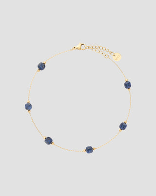 Bracelet de cheville plaqué or avec pierre naturelle lapis lazuli Mys - 1