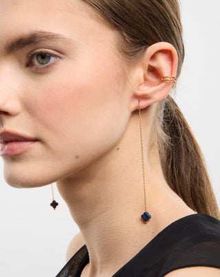 Boucles d'oreilles plaquées or avec pierre naturelle lapis-lazuli parure de boucles d'oreilles Mys - 2