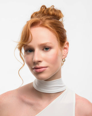 Parure de boucles d'oreilles plaquées or en jade rose naturel Mys - 4