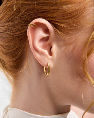 Parure de boucles d'oreilles plaquées or en jade rose naturel Mys - 3