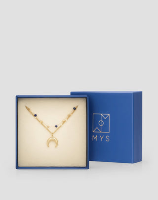 Collier en pierre naturelle lapis lazuli plaqué or avec demi-lune Mys - 5