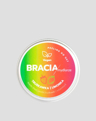  Lippenpeeling aardbei met limoen en vitamine E hydraterend en gladmakend Bracia Mydlarze - 1