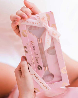 Rozenkwarts stenen gezichtsmassager van liefde Selflove set Crystallove - 2