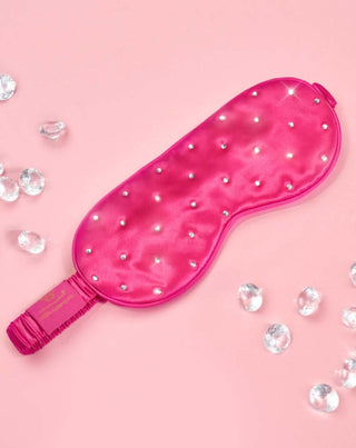 Zijden slaapmasker versierd met kristallen – Felroze Crystallove - 2