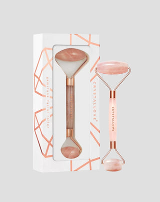 Gezichtsmasseur van rozenkwarts Rose quartz roller - de steen van de liefde Crystallove - 1