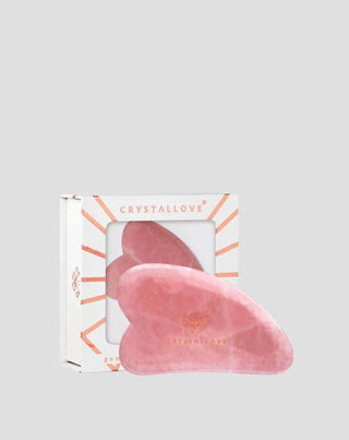 Gezichtsmassageplaat gua sha van rozenkwarts - liefdessteen Crystallove - 1