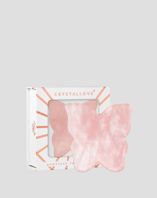 Gezichtsmassageplaatje gua sha van roze kwarts Crystallove - 1