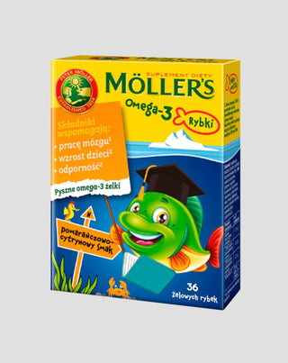 Voedingssupplement met omega-3-vetzuren Moller's sinaasappel- en citroenvissmaak 36 jelly beans - 1