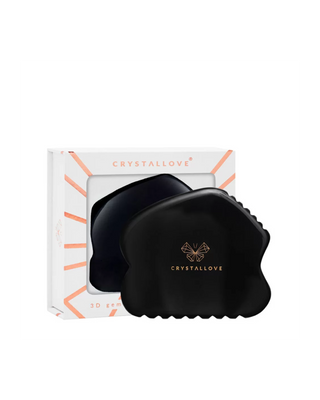 Plaque de massage facial Gua Sha avec pierre d'obsidienne de grande puissance Crystallove - 1