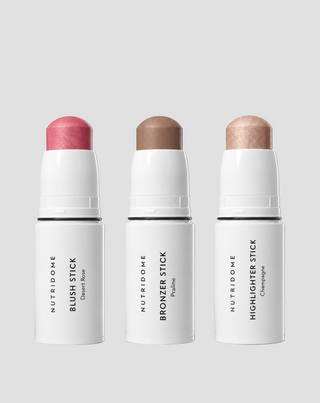 Make-upset voor gezicht en contouren: bronzer, blush en highlighter in stickvorm Nutridome