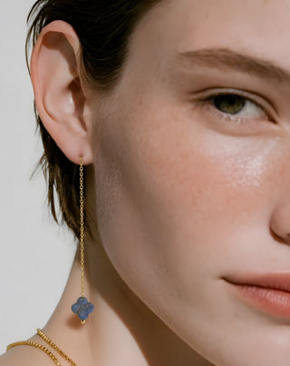 Boucles d'oreilles plaquées or avec pierre naturelle lapis-lazuli parure de boucles d'oreilles Mys - 4