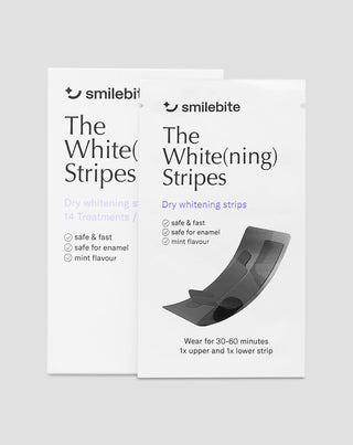 Ensemble de 28 bandes blanchissantes pour les dents The White(ning) Stripes Smilebite. - 1