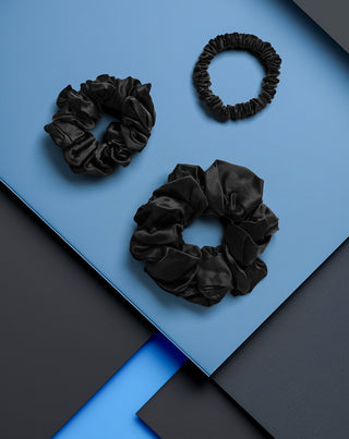 Lot de 3 élastiques à cheveux en soie noire 100% soie naturelle Twisty - 3