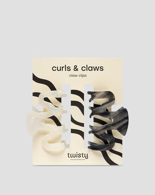 Lot de grandes pinces à cheveux - Twisty perle et noir 2 pièces - 1