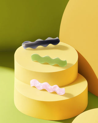 Ensemble de pinces à cheveux ondulées - vert, noir, rose Twisty 3 pcs. - 3