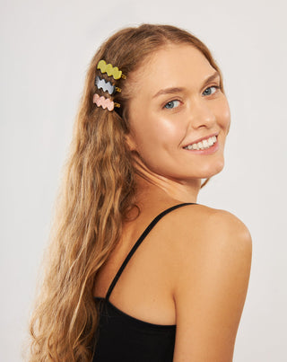 Ensemble de pinces à cheveux ondulées - vert, noir, rose Twisty 3 pcs. - 2