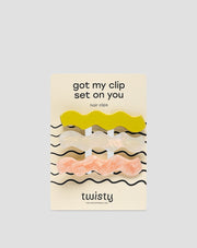 Set golvende haarspeldjes - parel, groen, roze Twisty 3 st.