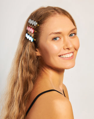 Ensemble de pinces à cheveux ondulées - marbrées, bleues, rouges Twisty 3 pcs. - 2