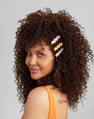 Ensemble de pinces à cheveux ondulées - perle, vert, rose Twisty 3 pcs. - 3