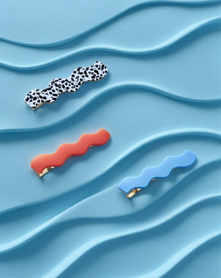 Ensemble de pinces à cheveux ondulées - marbrées, bleues, rouges Twisty 3 pcs. - 3