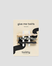 Set golvende haarspelden - gemarmerd, parel, zwart Twisty 3 st.