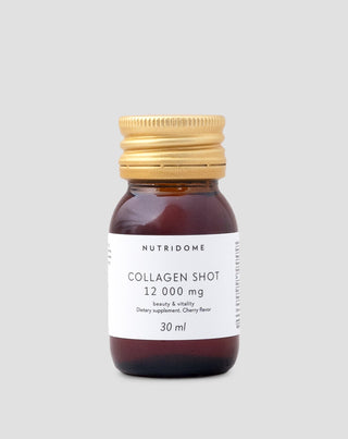Collageen shot in vloeibare vorm 12.000 mg met vitamines, voedingssupplement Nutridome 30 ml