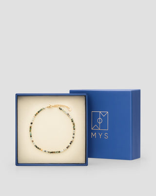 Bracelet de cheville avec pierre naturelle turquoise africaine et amazonite Mys - 5