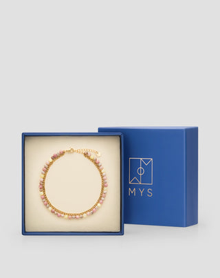 Bracelet de cheville en pierre naturelle jade rose et citron Mys - 4